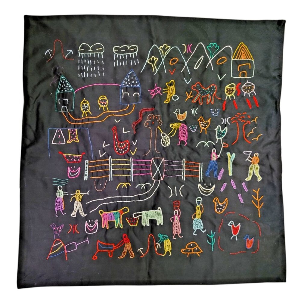 PENDUKA Village Women NAMIBIA Africa Embroidered Cushion Cover hand made New